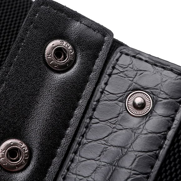 Womens Faux Leather 5 Metal Rings Wide Waist Belt main image 5